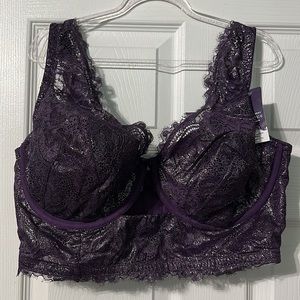Cacique (Lane Bryant) - Purple Lace Lightly Lined French Balconette - Size 40F